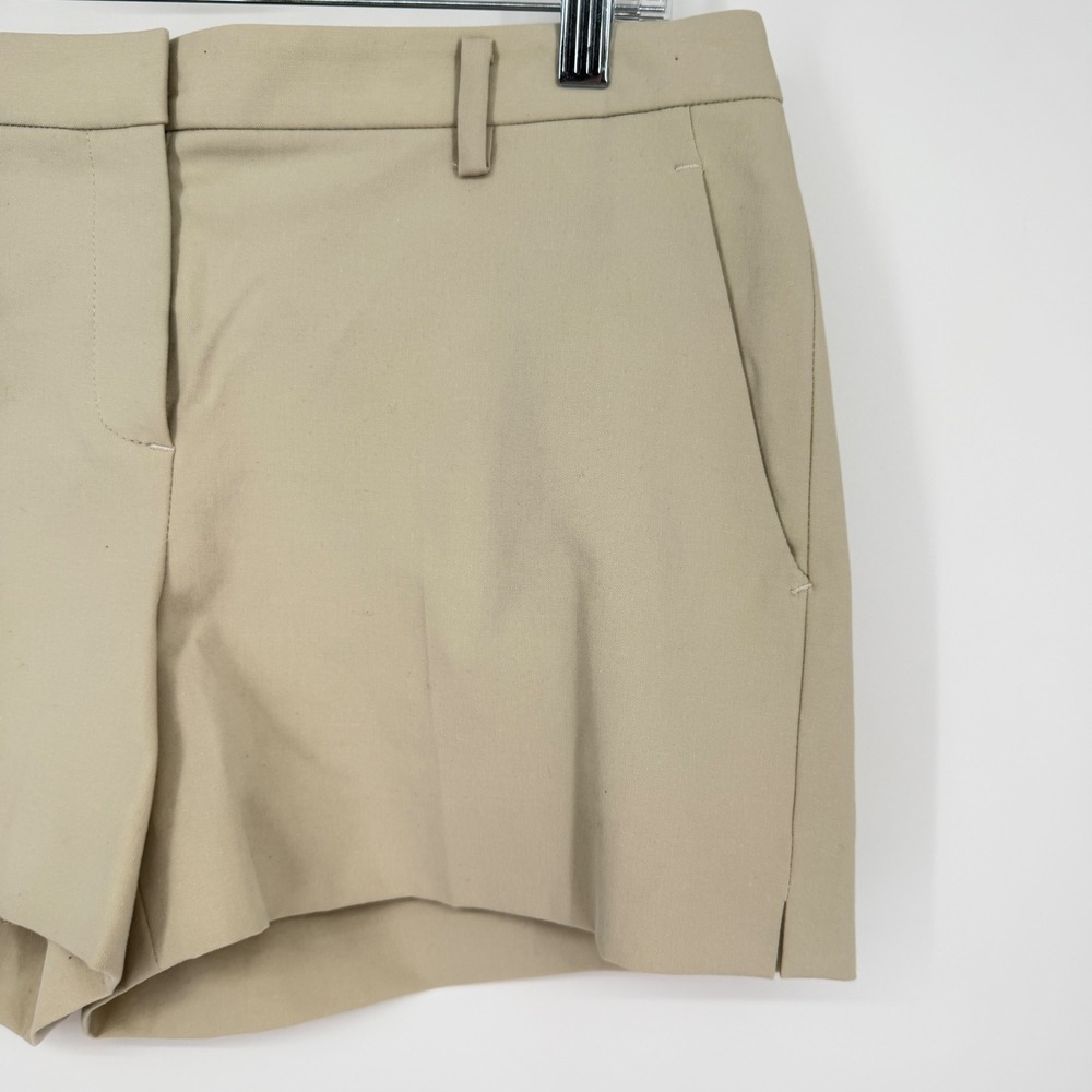 NWT Theory Kasim Shorts Oat Khaki Checklist Light Stretch Cotton Mid Rise 8 - Picture 7 of 13